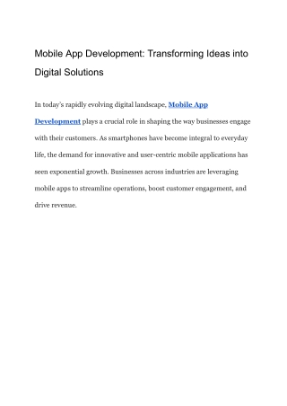 Mobile App Development_ Transforming Ideas into Digital Solutions