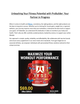 Unleashing Your Fitness Potential with ProBuilder Your Partner in Progress