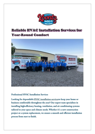 Reliable HVAC Installation Services for Year