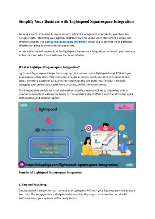 Simplify Your Business with Lightspeed Squarespace Integration