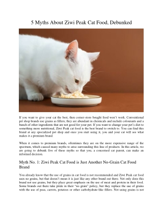 5 Myths About Ziwi Peak Cat Food Debunked
