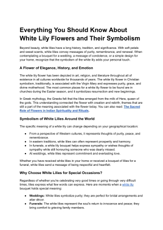 Everything You Should Know About White Lily Flowers and Their Symbolism