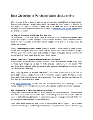 Best Guideline to Purchase Walls clocks online