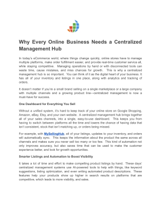 Why Every Online Business Needs a Centralized Management Hub