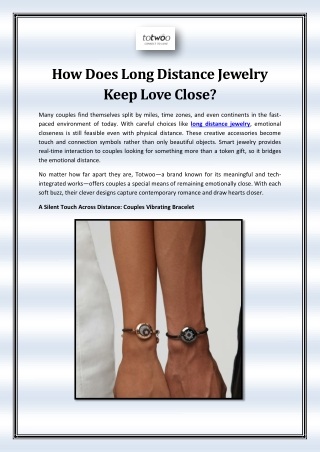 How Does Long Distance Jewelry Keep Love Close?