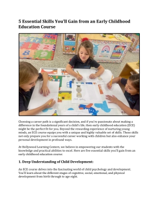 5 Key Skills from an Early Childhood Education Course