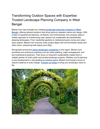 Transforming Outdoor Spaces with Expertise: Trusted Landscape Planning Company