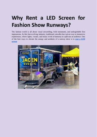 Why Rent a LED Screen for Fashion Show Runways
