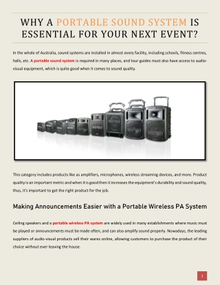 Why a Portable Sound System is Essential for Your Next Event