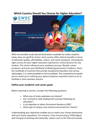 Which Country Should You Choose For Higher Education