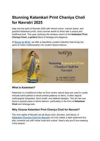 Stunning Kalamkari Print Chaniya Choli for Navratri 2025