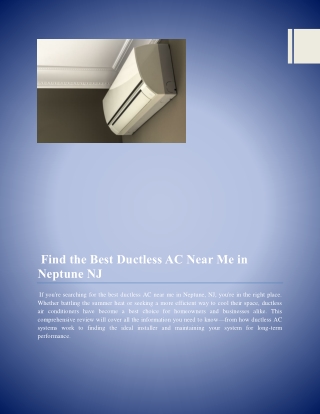 Find the Best Ductless AC Near Me in Neptune NJ