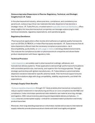 Regulatory, Technical, and Strategic Insights from I.R. Tubes