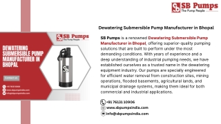 Dewatering Submersible Pump Manufacturer in Bhopal