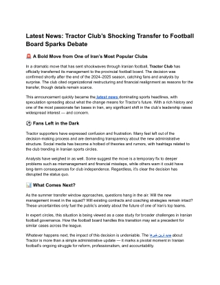 Latest News: Tractor Club’s Shocking Transfer to Football Board Sparks Debate