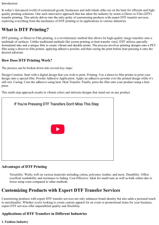 “Customizing Products with Expert DTF Transfer Services”