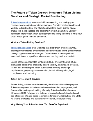 The Future of Token Growth_ Integrated Token Listing Services and Strategic Market Positioning