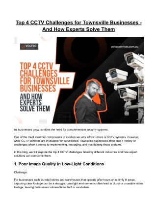 Top 4 CCTV Challenges for Townsville Businesses - And How Experts Solve Them
