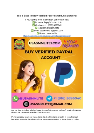 Top 5 Sites To Buy Verified PayPal Accounts personal