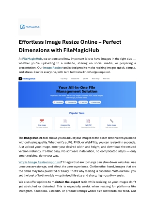 Effortless Image Resize Online – Perfect Dimensions with FileMagicHub
