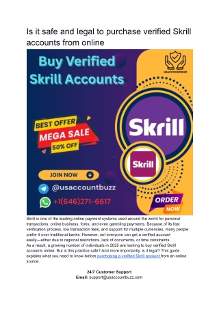 Is it safe and legal to purchase verified Skrill accounts from online