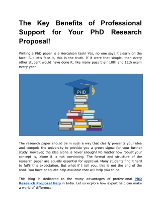 The Key Benefits of Professional Support for Your PhD Research Proposal!
