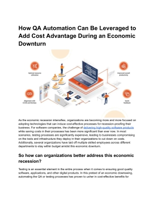How QA Automation Can Be Leveraged to Add Cost Advantage During an Economic Downturn