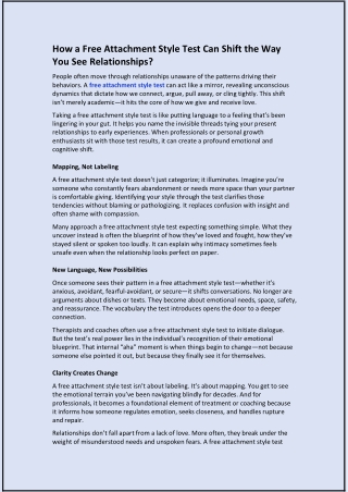 How a Free Attachment Style Test Can Shift the Way You See Relationships?