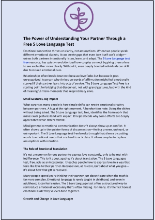 The Power of Understanding Your Partner Through a Free 5 Love Language Test