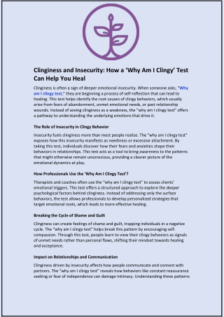 Clinginess and Insecurity: How a ‘Why Am I Clingy’ Test Can Help You Heal