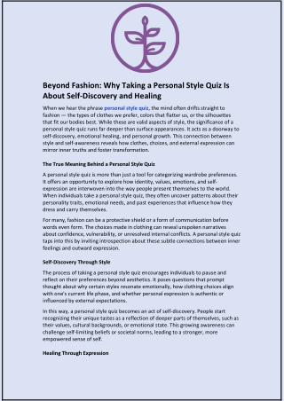 Beyond Fashion: Why Taking a Personal Style Quiz Is About Self-Discovery