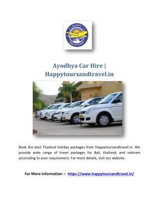 Ayodhya Car Hire | Happytoursandtravel.in