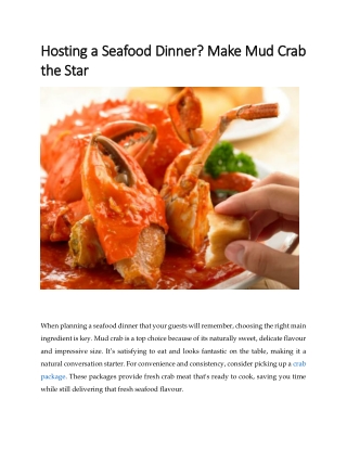Hosting a Seafood Dinner? Make Mud Crab the Star