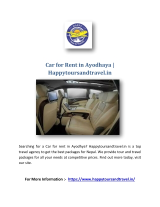 Car for Rent in Ayodhaya | Happytoursandtravel.in