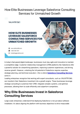 How Elite Businesses Leverage Salesforce Consulting Services For Unmatched Growth
