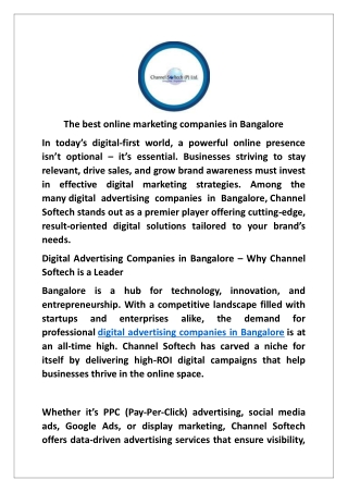 The best online marketing companies in bangalore