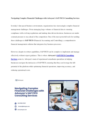Navigating Complex Financial Challenges with Advayan’s SAP FICO Consulting Services