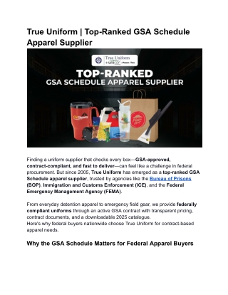 Top-Ranked GSA Schedule Apparel Supplier