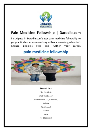 Pain Medicine Fellowship  Daradia.com