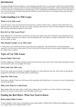 How to Find the Best Car Title Loan Rates in 2023
