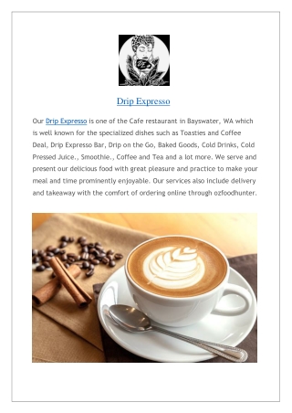 Drip Expresso Menu Bayswater | Dine-in | Delivery | Takeaway