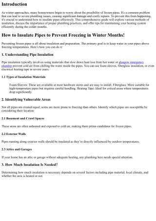 **How to Insulate Pipes to Prevent Freezing in Winter Months!**