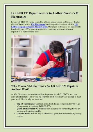 LG LED TV Repair Service in Andheri West