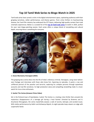 Top 10 Tamil Web Series to Binge-Watch