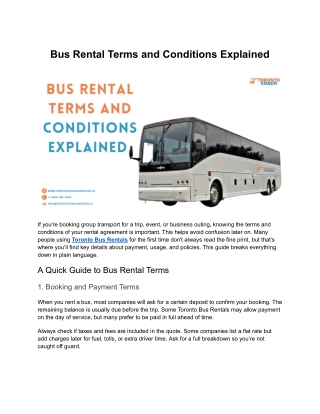 bus rental terms and conditions explained