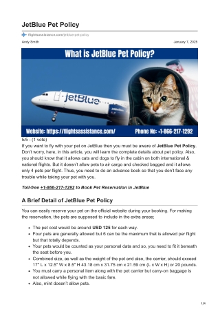 jetblue pet policy