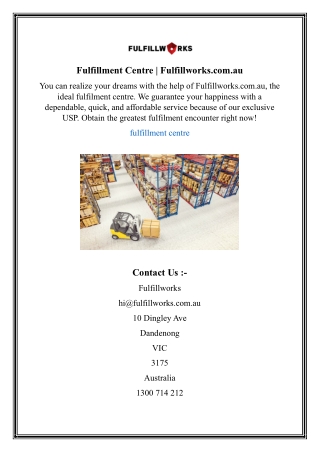 fulfillment centre fulfillworks com au