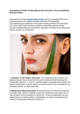 AmantyaCare Provides The Best Natural Aloe Vera Gel is a Pure and Soothing Skincare Product (1)
