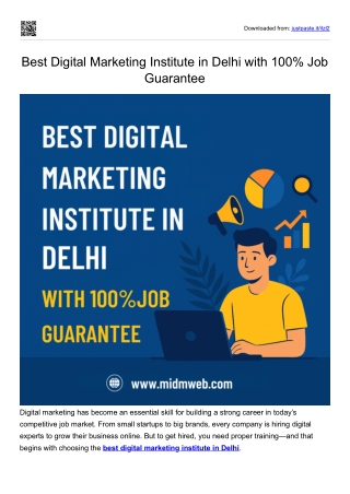 Best Digital Marketing Institute in Delhi with 100% Job Guarantee