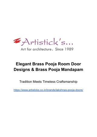 Elegant Brass Pooja Room Door Designs & Brass Pooja Mandapam
